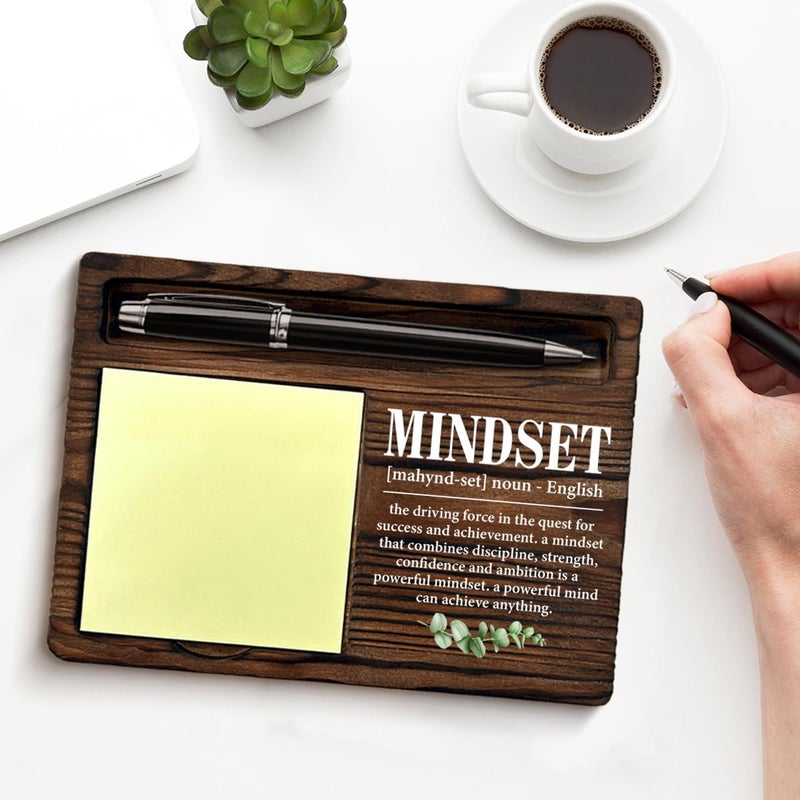 QODMGD Motivational Mindset Sticky Note Holder Inspirational Gifts for Coworkers Employees Colleagues, Mindset Definition Post It Note Dispenser for Office Cubicle Desk Decor - Image 3